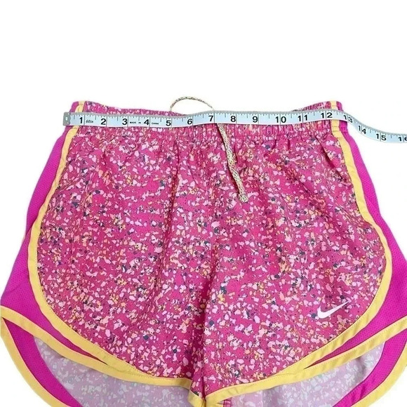 Nike Dri Fit Tempo Athletic Running Shorts Pink Floral Yellow Trim Womens Size S - Picture 7 of 9